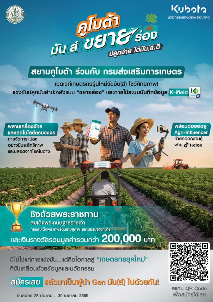 โปสเตอร์ประชาสัมพันธ์กิจกรรม คูโบต้า มัน(ส์) ขยายร่อง ชิงถ้วยพระราชทานฯ